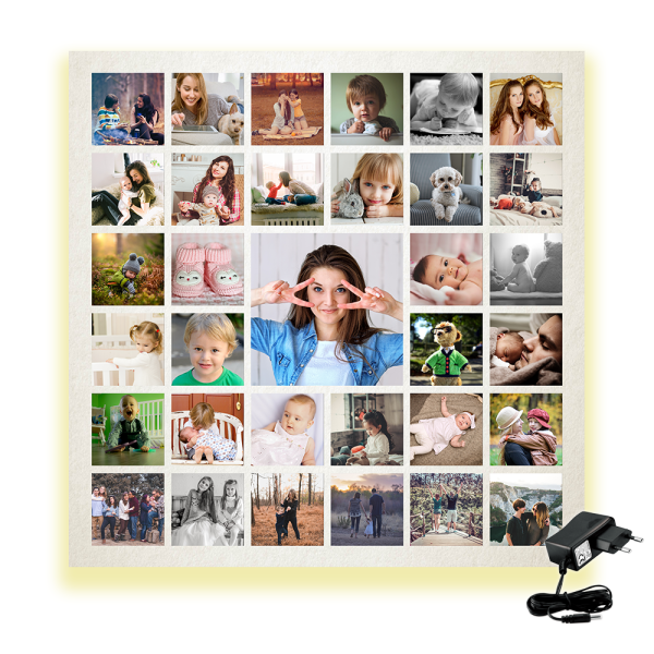 Kişiye Özel Ledli Kare Kanvas Tablo