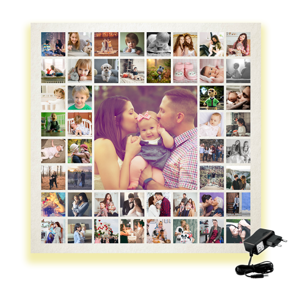 Kişiye Özel Ledli Kare Kanvas Tablo