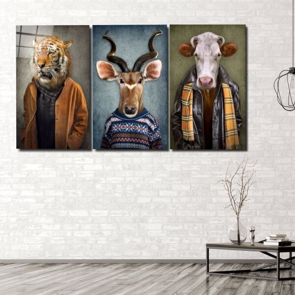 Hayvan Kafalar Mega Cam Tablo