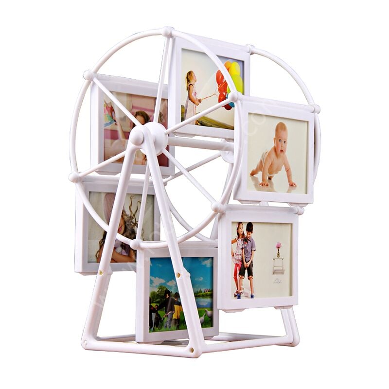 12 Fotoğraflı Büyük Boy Beyaz Dönme Dolap Çerçeve 26x22x45 cm