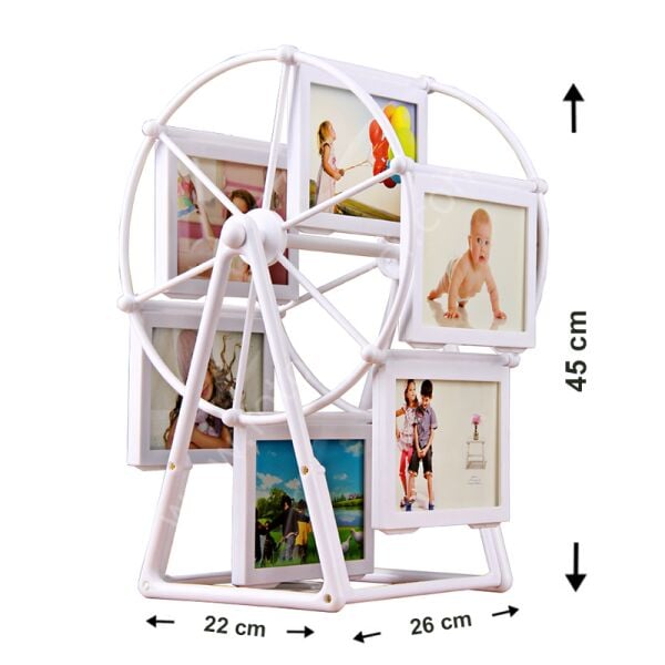 12 Fotoğraflı Büyük Boy Beyaz Dönme Dolap Çerçeve 26x22x45 cm