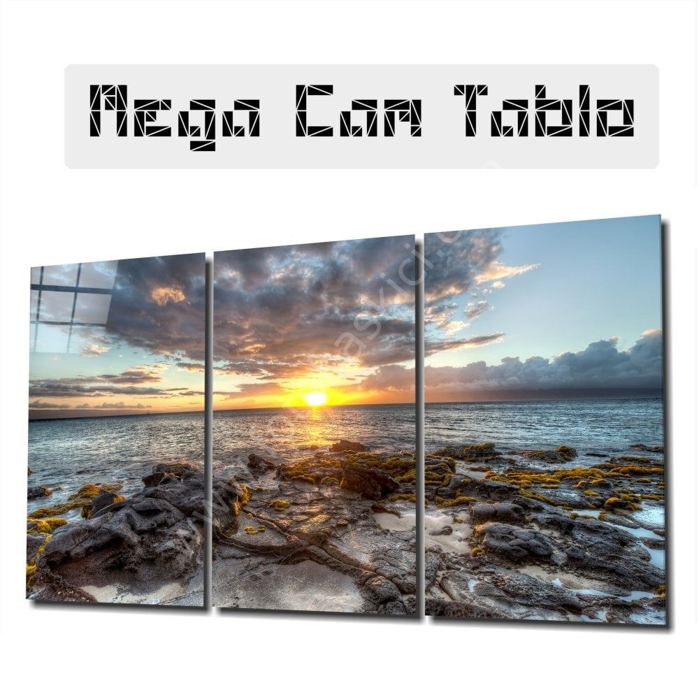 Günbatımı Mega Cam Tablo 3 Adet 70x110 cm