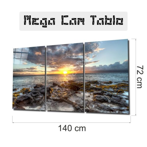 Günbatımı Mega Cam Tablo 3 Adet 70x110 cm