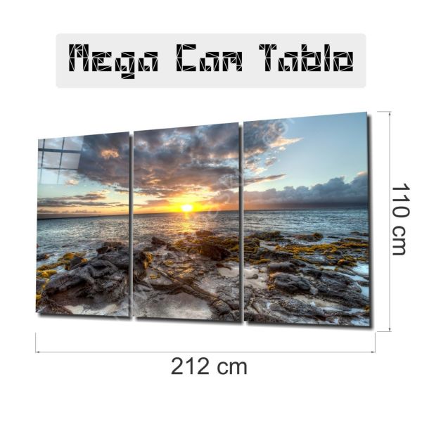Günbatımı Mega Cam Tablo 3 Adet 70x110 cm