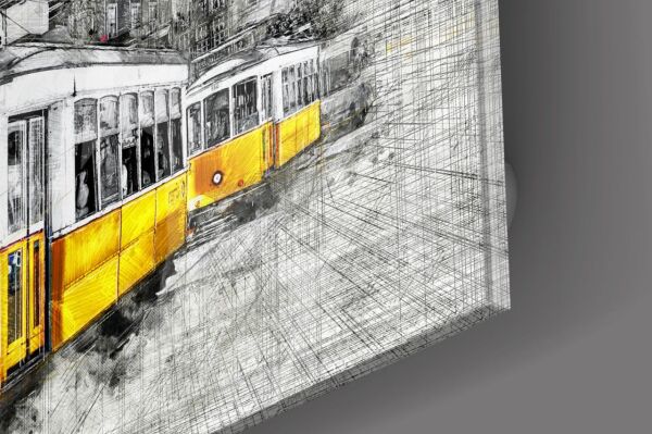 Sarı Tramvay Basel Cam Tablo