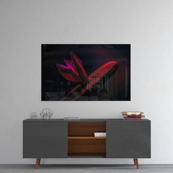 Kırmızı Yaprak Cam Tablo