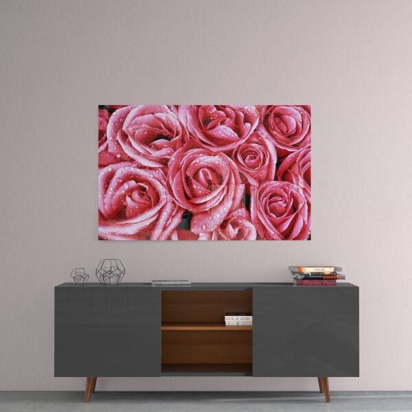 Pembe Güller Cam Tablo