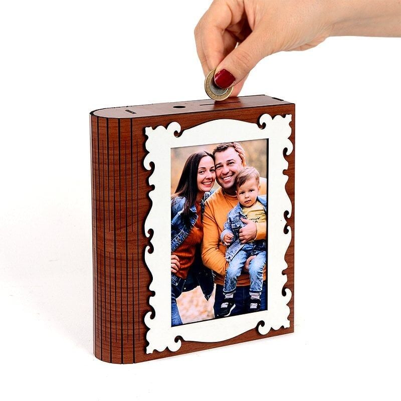 Kişiye Özel Fotoğraflı Ahşap Kumbara (Renk Seçenekli)