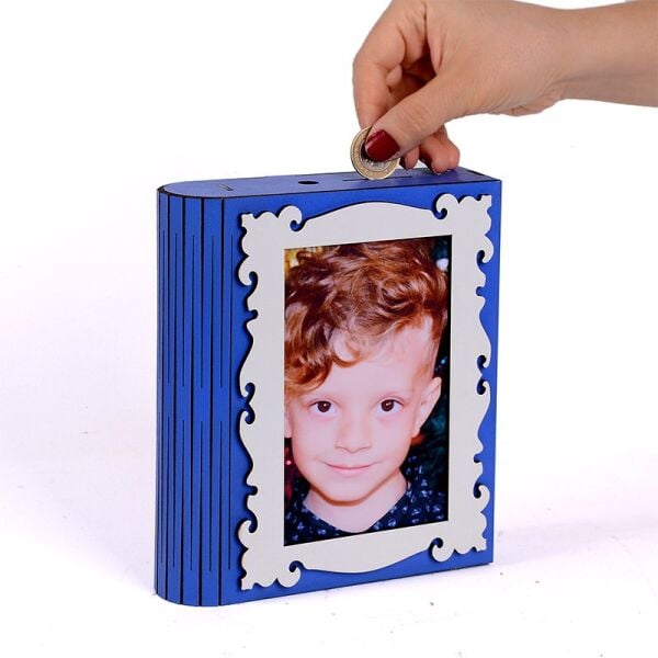 Kişiye Özel Fotoğraflı Ahşap Kumbara (Renk Seçenekli)