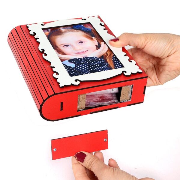 Kişiye Özel Fotoğraflı Ahşap Kumbara (Renk Seçenekli)