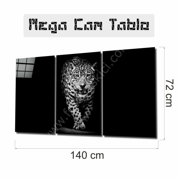 Karanlıktaki Leopar Mega Cam Tablo
