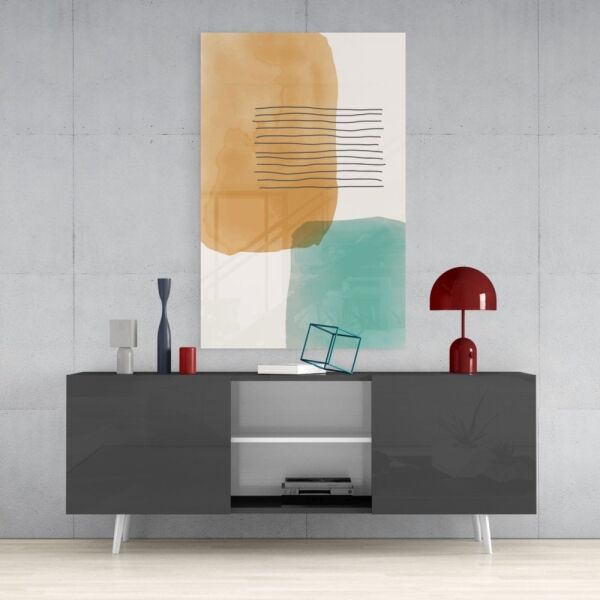 Soyut Şekiller Cam Tablo