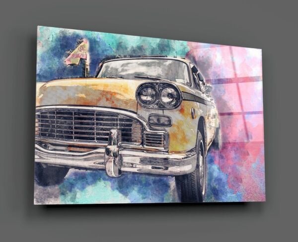 İllüstrasyon Taksi Cam Tablo