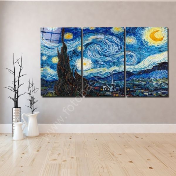 Van Gogh: Yıldızlı Gece Cam Tablo