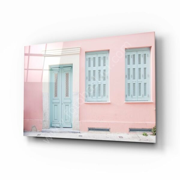 Pembe Ev Cam Tablo