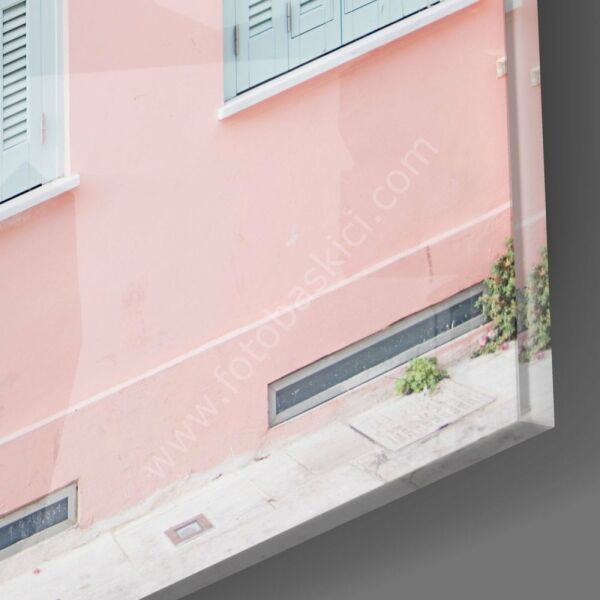 Pembe Ev Cam Tablo
