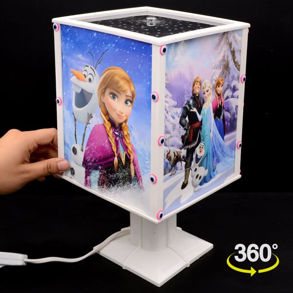 Pembe Nazar Boncuklu Fotoğraflı Dönen Abajur