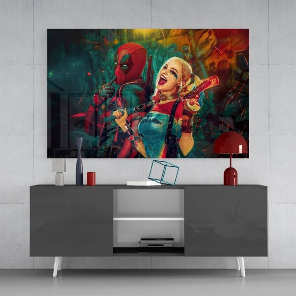 Harley Quinn ve Deadpool Cam Tablo
