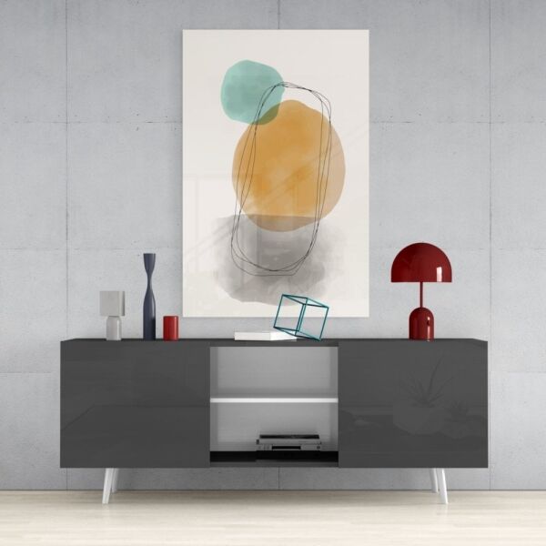 Soyut Şekiller Cam Tablo