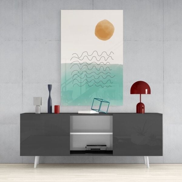 Soyut Şekiller Cam Tablo