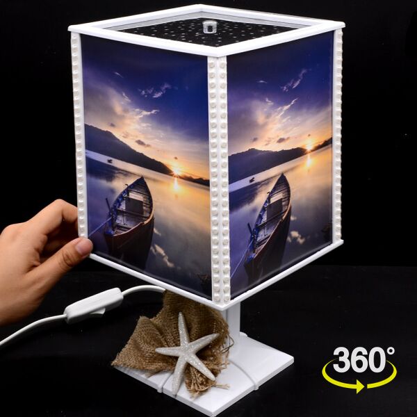 Deniz Yıldızlı Fotoğraflı Dönen Abajur