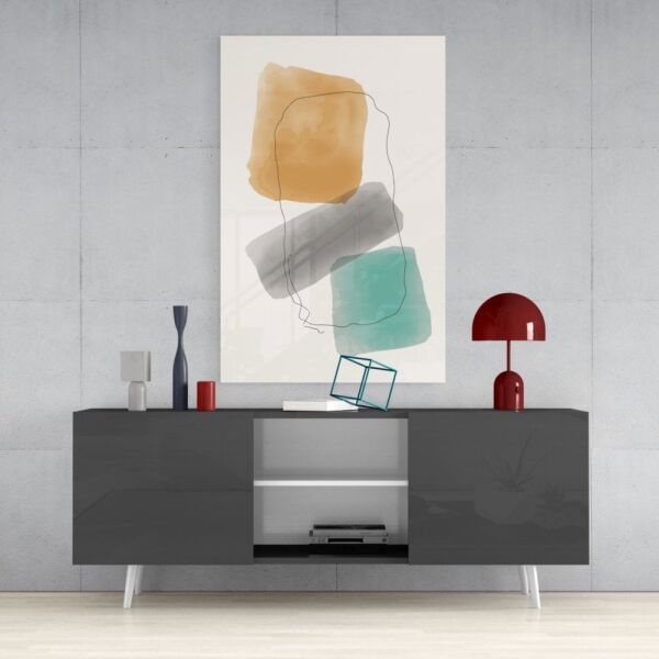 Soyut Şekiller Cam Tablo