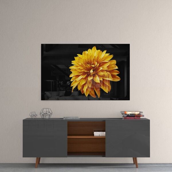 Sarı Çiçek Cam Tablo