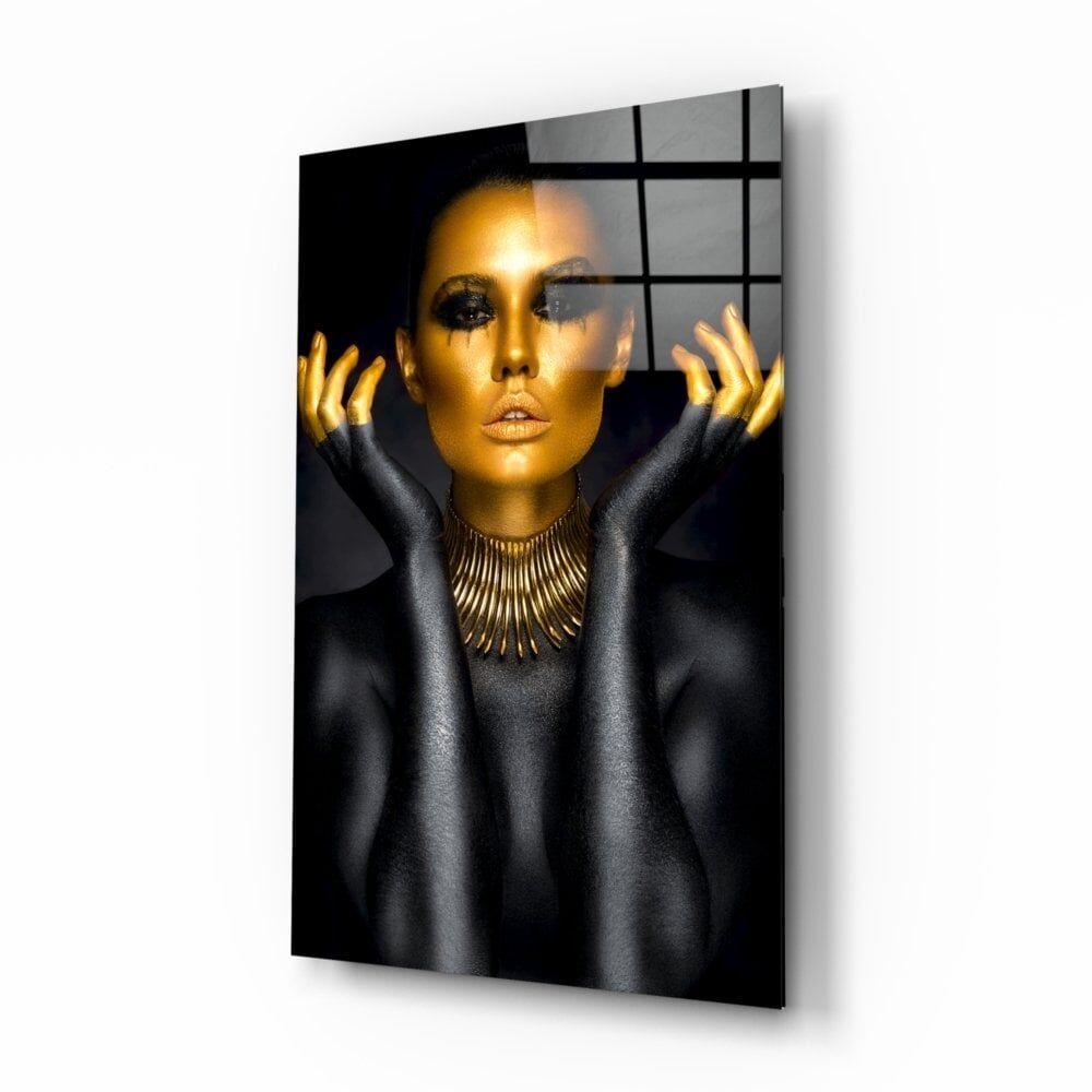 Altın Kadın Cam Tablo