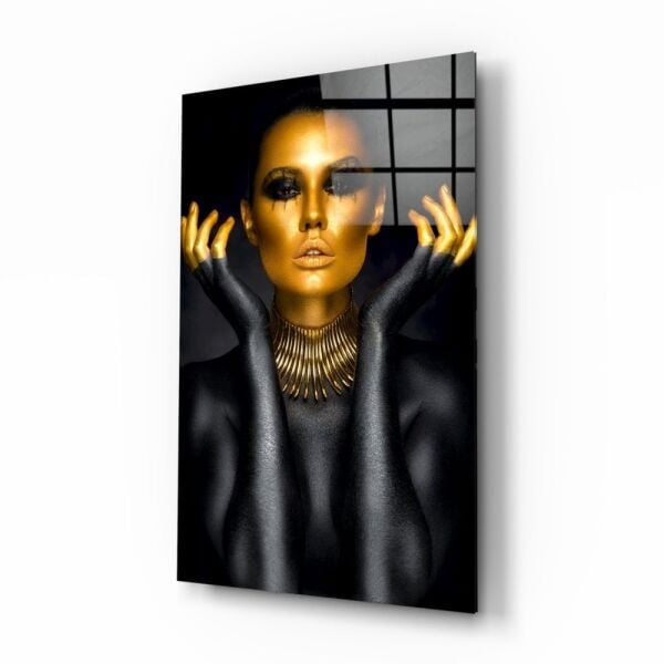 Altın Kadın Cam Tablo