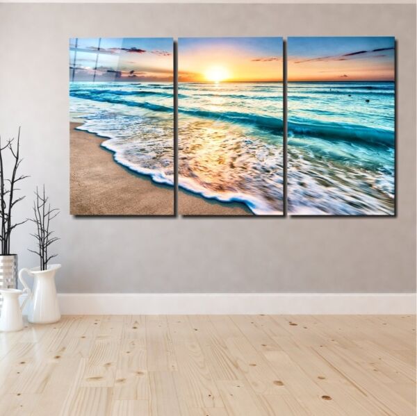 Turkuaz Sahil Cam Tablo