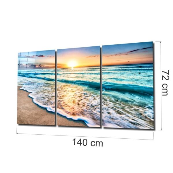 Turkuaz Sahil Cam Tablo