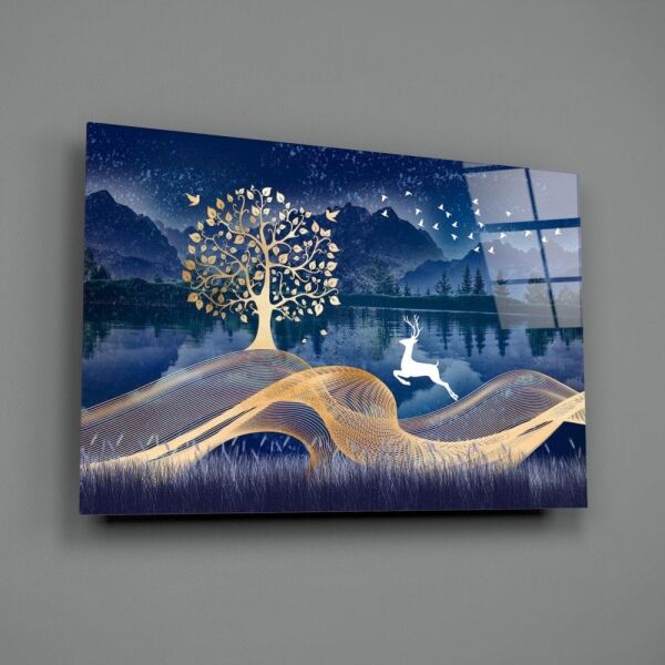 Sihirli Geyik Cam Tablo