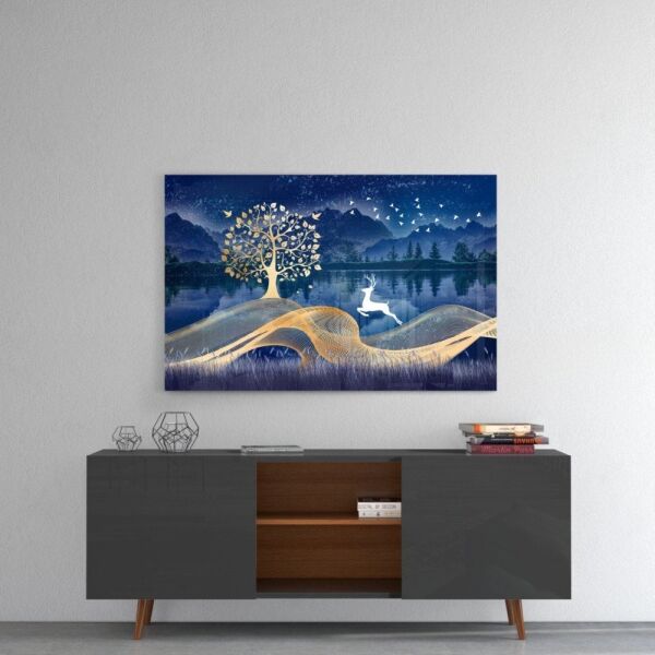 Sihirli Geyik Cam Tablo