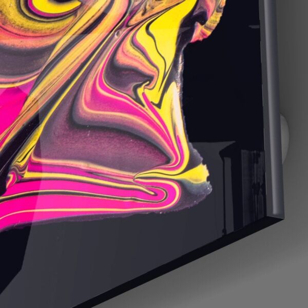 Sarı ile Pembenin Ahengi Cam Tablo