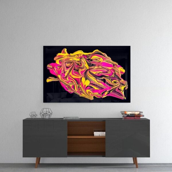 Sarı ile Pembenin Ahengi Cam Tablo