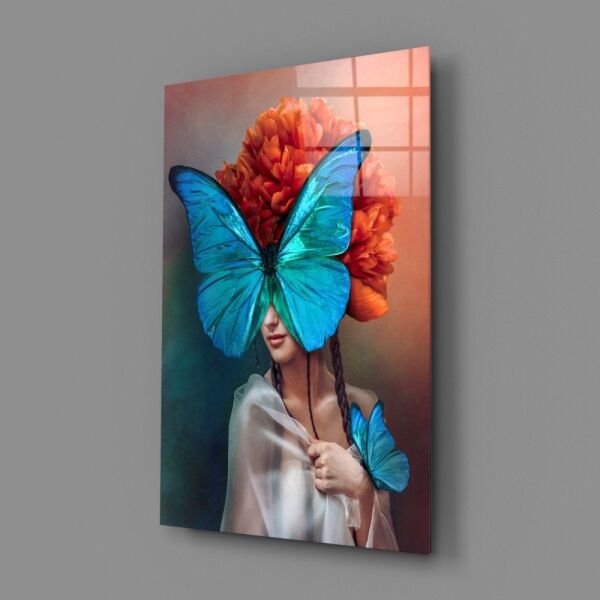 Kelebek Kadın Cam Tablo