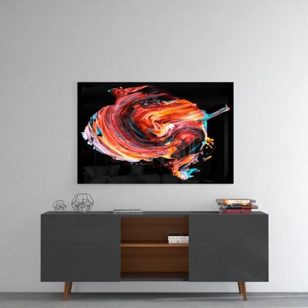Kırmızının Dansı Cam Tablo