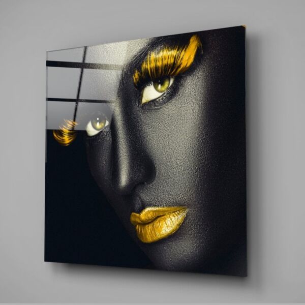 Altın Kirpikler Cam Tablo