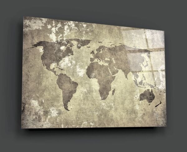 Dünya Haritası Cam Tablo