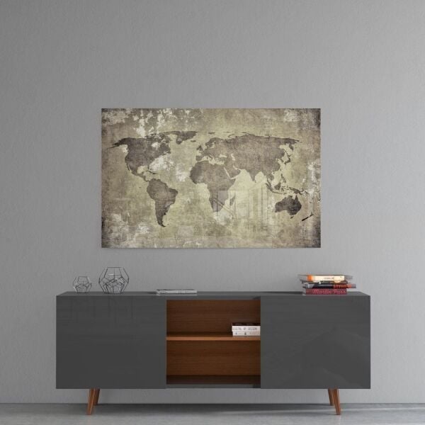 Dünya Haritası Cam Tablo