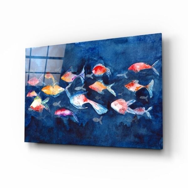 İlüstrasyon Balıklar Cam Tablo