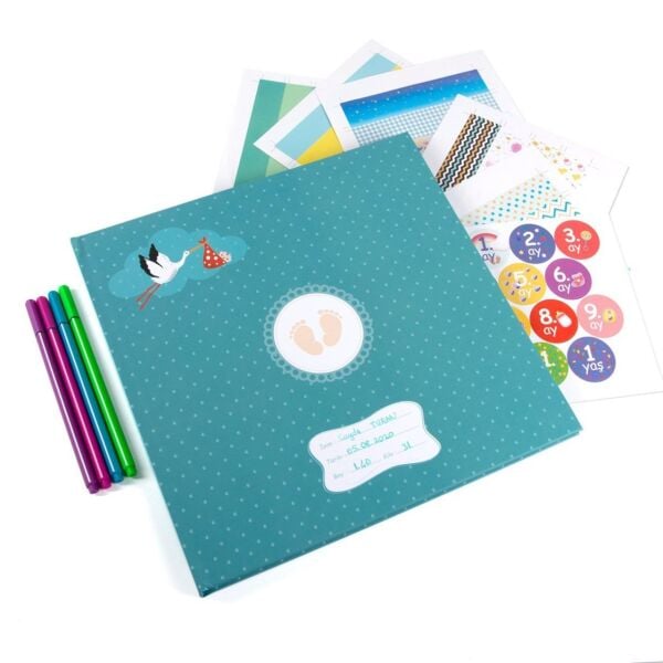 Unisex Bebek Anı Defteri Seti Büyük Boy 30x30 cm