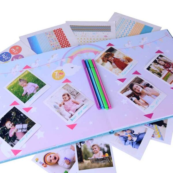 Unisex Bebek Anı Defteri Seti Büyük Boy 30x30 cm