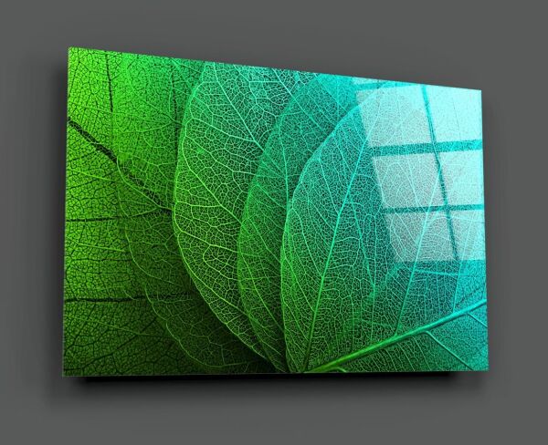Yeşil Tropik Yaprak Cam Tablo No:2088