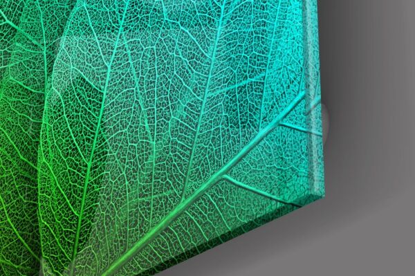 Yeşil Tropik Yaprak Cam Tablo No:2088