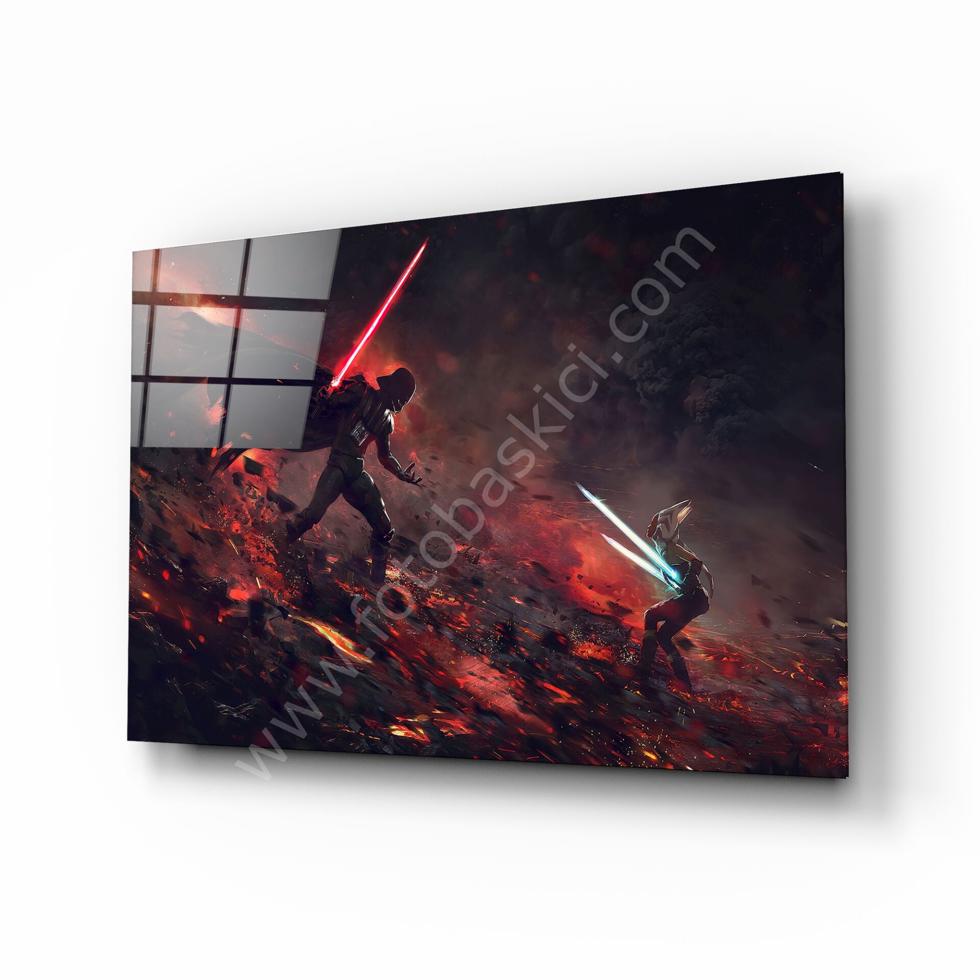 Darth Vader Vs Ahsoka Tano Cam Tablo 70x110 cm