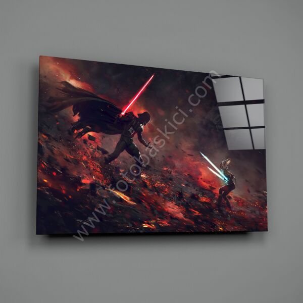 Darth Vader Vs Ahsoka Tano Cam Tablo 70x110 cm