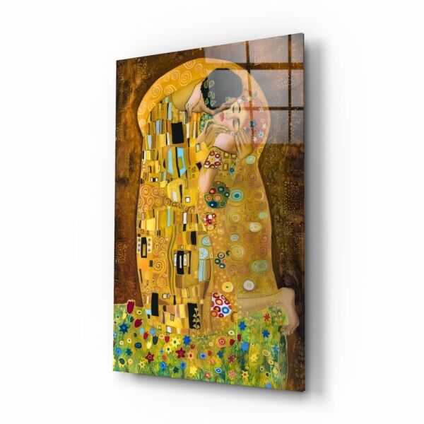 Gustav Klimt “Öpücük” Cam Tablo