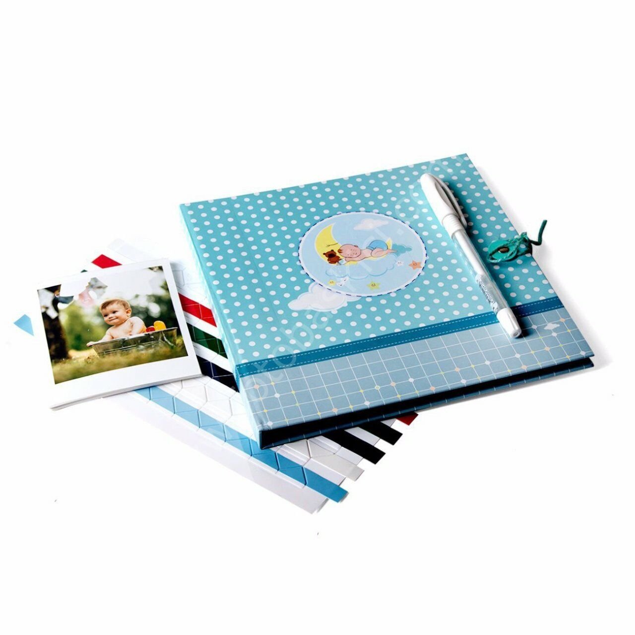 Uykucu Figürlü Erkek Bebek Siyah Anı Defteri Seti 20x20 cm