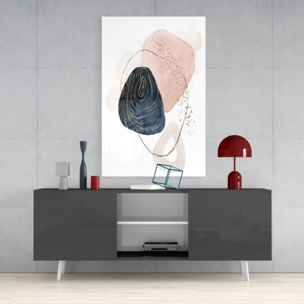 Soyut Şekiller Cam Tablo